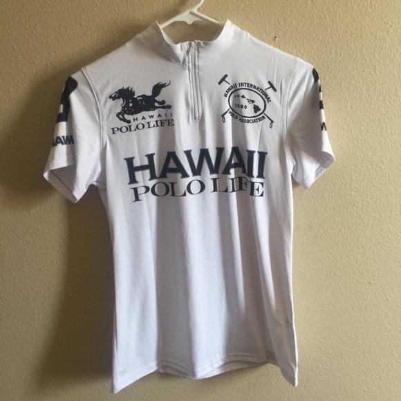 White  Hawaii Hybrid Polo Jersey Tops - Picture 2 of 16